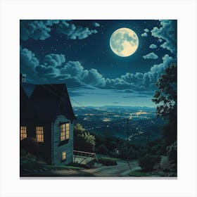 Full Moon Over The House Canvas Print