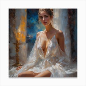 Woman In A White Dress Canvas Print