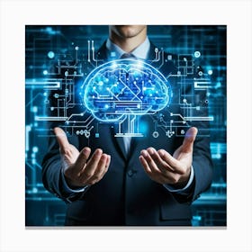 An Ultra Clear Digital Render Of A Cyber Security Concept Icon Fusing Business Brain Development (1) Canvas Print