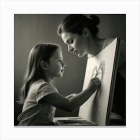 Portrait Of A Mother And Daughter 1 Canvas Print
