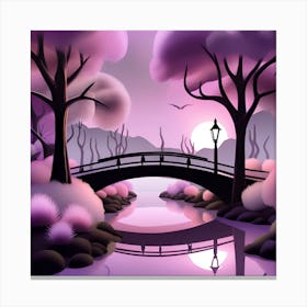 Bridge Over A River Landscape 3 Canvas Print
