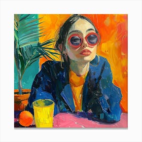 Girl With Sunglasses Canvas Print