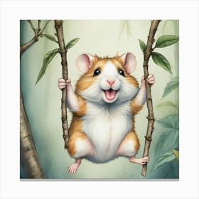 Hamster On A Swing 1 Canvas Print