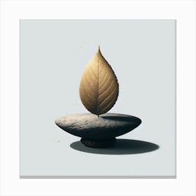 Leaf On A Rock Canvas Print