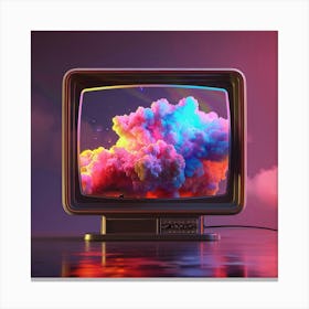 Tv Set With Clouds 2 Canvas Print