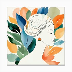 Watercolor Portrait Of A Woman Canvas Print