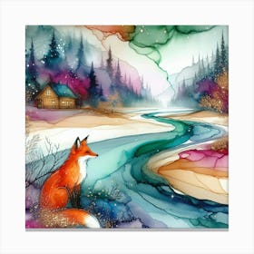 Fox By The River 1 Canvas Print