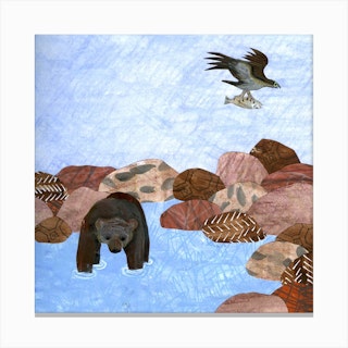 The Bear And The Eagle Square Canvas Print
