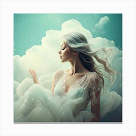 Firefly Girl, Clouds, Ethereal, Dreamy, Surreal, Airy, Mystical, Celestial, Fantasy, Delicate, Grace (8) Canvas Print