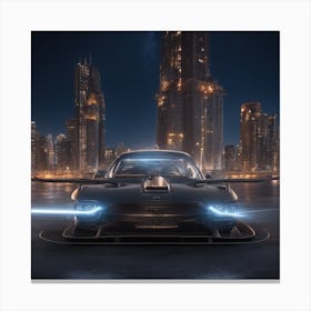 Two Maritime On The Concrete Floor, The Background Is The Starry Sky As Well As The City Night Scene Canvas Print