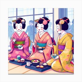 Three geishas Canvas Print