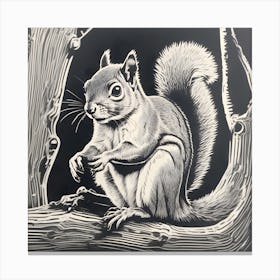 Squirrel Linocut 1 Canvas Print