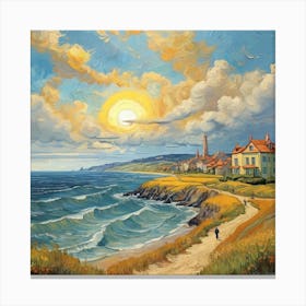 Van Gogh style, Sunny sea coast Canvas Print