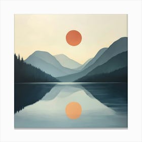 Sunset Over A Lake Art Canvas Print