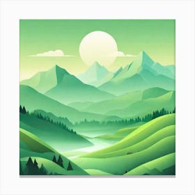 Misty mountains background in green tone 181 Canvas Print