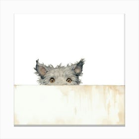 Dog Peeking Over The Wall 34 Canvas Print