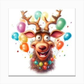 Deer With Balloons 8 Canvas Print