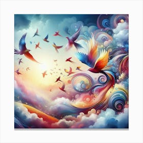 Colorful Birds In The Sky 1 Canvas Print