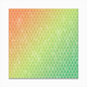 Green, Yellow, Orange Mermaid Pattern Background Canvas Print