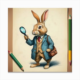 Rabbit With Magnifying Glass 7 Canvas Print