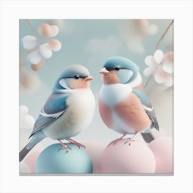 Firefly A Modern Illustration Of 2 Beautiful Sparrows Together In Neutral Colors Of Taupe, Gray, Tan (85) Canvas Print