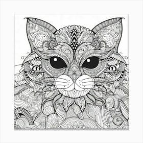 Cat Coloring Page Canvas Print