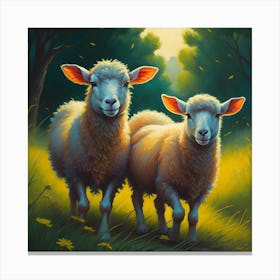 Two Sheep In A Field Canvas Print