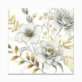 Gold And White Flowers 2 Canvas Print