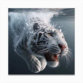 White Tiger Swimming Underwater 2 Canvas Print