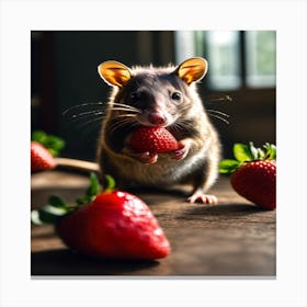 Rat Eating Strawberries Canvas Print