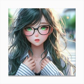 Anime Girl With Glasses 2 Canvas Print