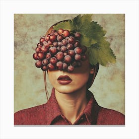 Grapes On Woman'S Face Canvas Print