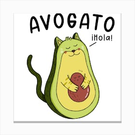 Avocado Cat Canvas Print