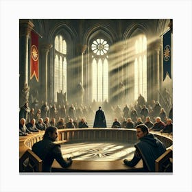 A Tense And Dramatic Scene Showcasing The Politica Consequences Canvas Print