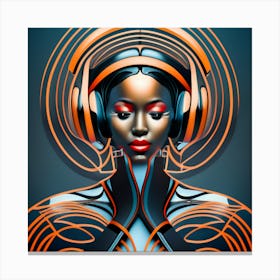 Dj Woman With Headphones 1 Canvas Print