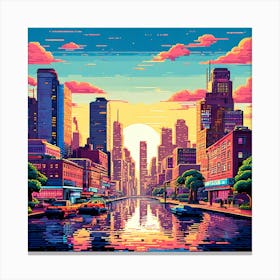 Pixelated Pop Art Cityscapes Or Landscapes Reimagined In A Pixelated Style Reminiscent 5 Canvas Print