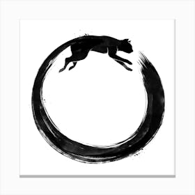 Sumie Enso Cat Square Canvas Print