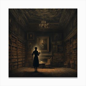 Woman In A Library 2 Canvas Print