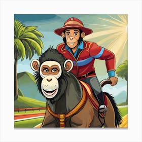 Firefly Monkey Jockey Horse Race 74560 Canvas Print