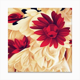 Elegant Red Floral Relief Canvas Print