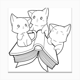 Three Cats Reading A Book Toile