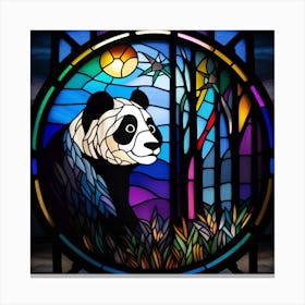 Panda, stained glass, rainbow colors Canvas Print