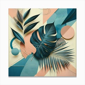 Aesthetic style, Abstraction with tropical leaf 6 Canvas Print