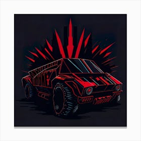 Car Red Artwork Of Graphic Design Flat (265) Canvas Print