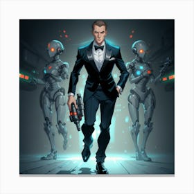 Gangster And Robots Canvas Print