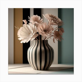 Black And White Flowers In A Vase Canvas Print