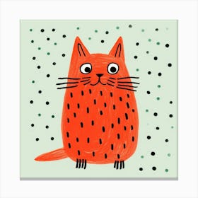 Red Polka Dot Cat 1 Canvas Print