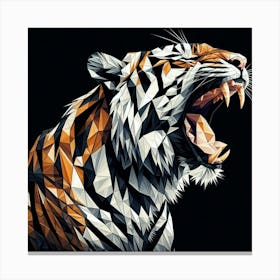 Roaring Tiger Black Background Art Print Canvas Print
