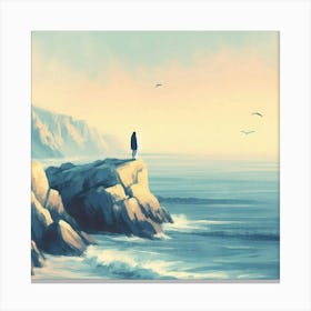 Lonely Man On Cliff Canvas Print