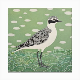 Ohara Koson Inspired Bird Painting Grey Plover 3 Square Canvas Print